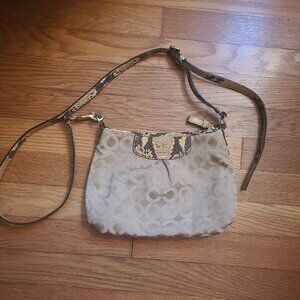 Coach Crossbody Madison Op Art Fashion Sateen Khaki Python Bag